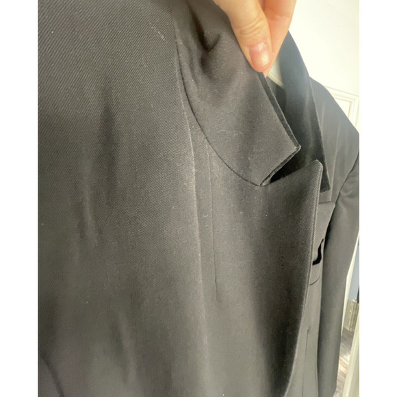 Vintage EXPRESS Long Wool Tailored Coat Velvet Collar Women's M 90s Whimsigoth - Picture 6 of 15